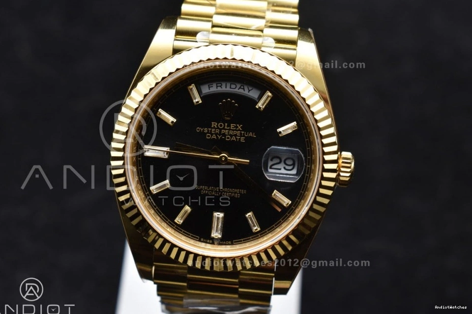 Soft 1:1 Date Bracelet ARF Weight) Crystal On President (Gain 656 Best YG Day Edition Black Dial 228238 VR3255 40 0228